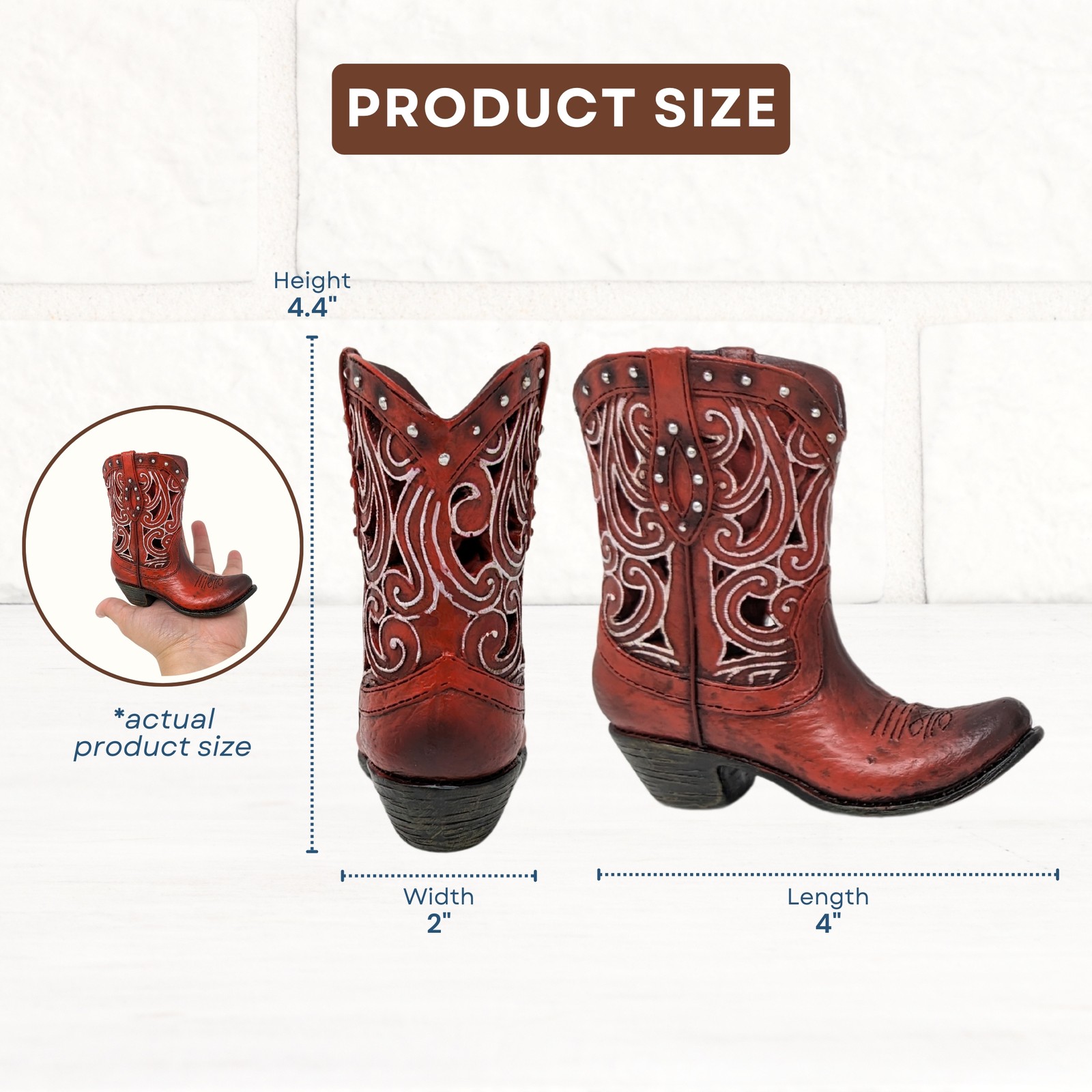 Boot Vase Set of 3 – Assorted Resin Cowboy Boot Vases, Rustic Western Décor