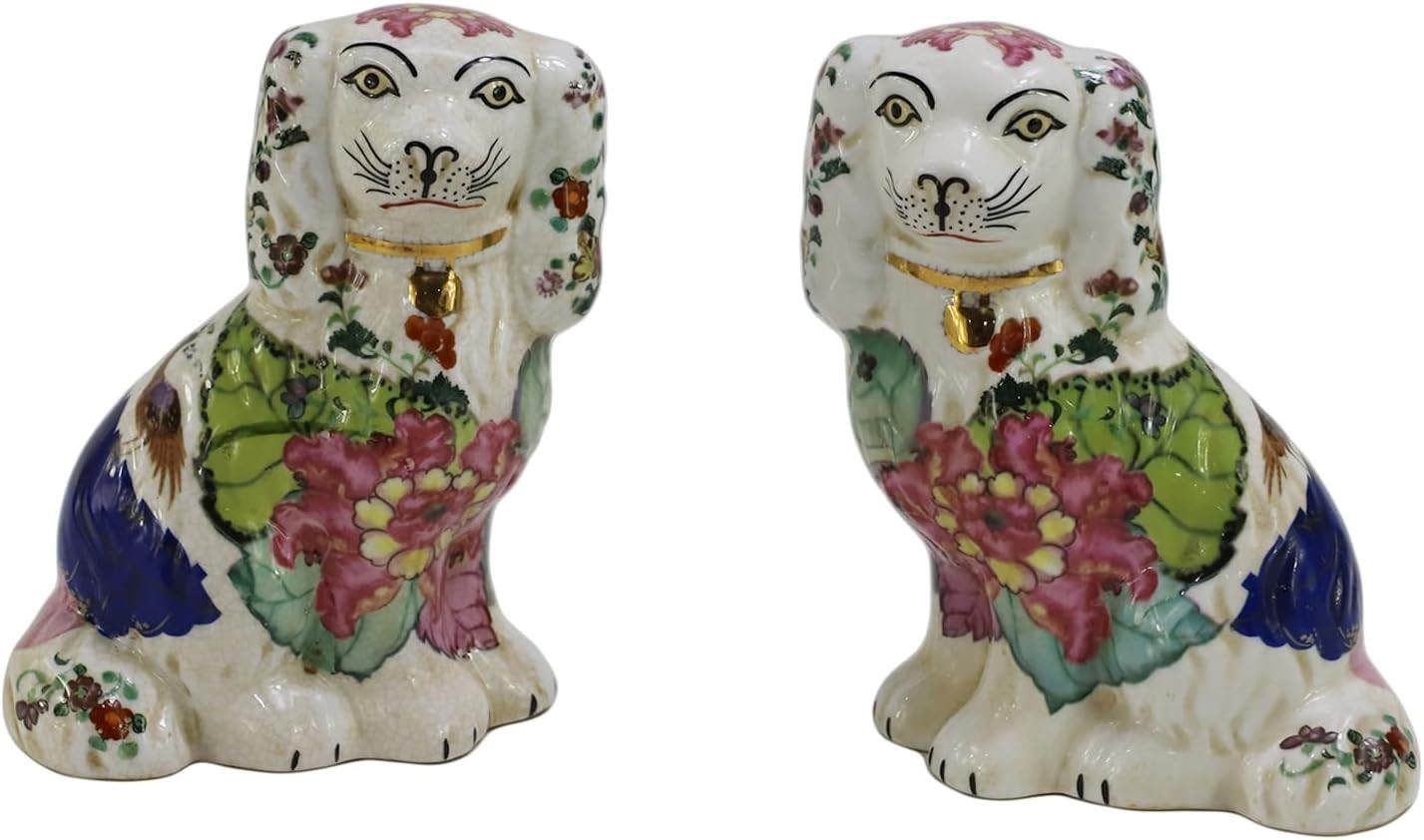 Hand-Painted 5.9″ Porcelain Spaniel Figurines, Pair for Collectibles & Décor
