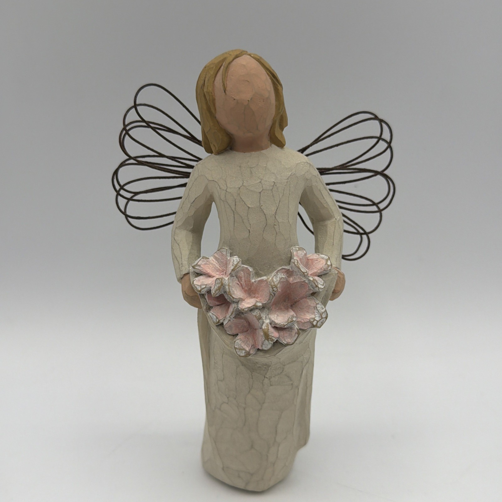 Willow Tree Angel Of Spring Girl Figurine 2001 Pink Flowers 5 1/2”.
