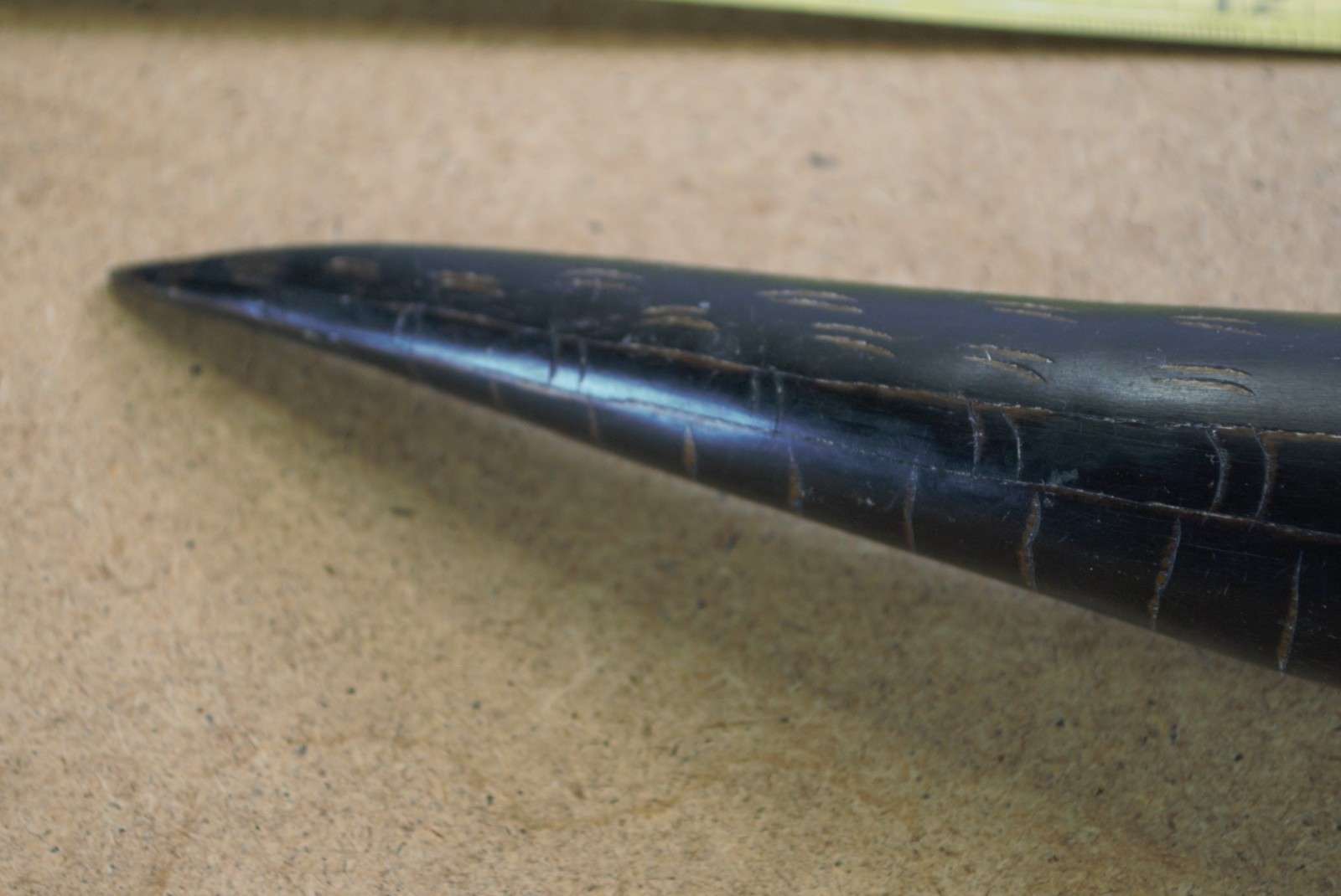 Hand carved water? buffalo horn unknown maker & location 2 piece container case