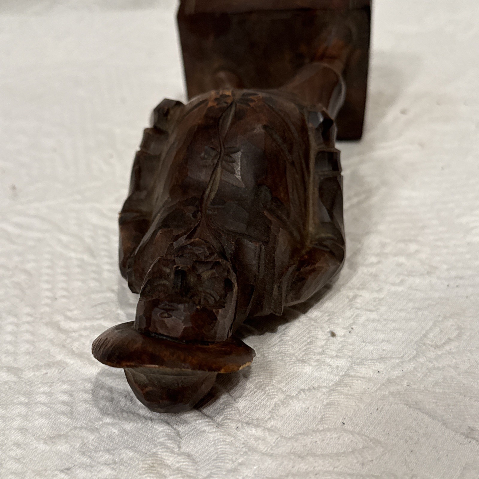 Vintage Hand Carved Wooden Man Figure 8.5 Inches Tall By Bill , Made In Spain￼