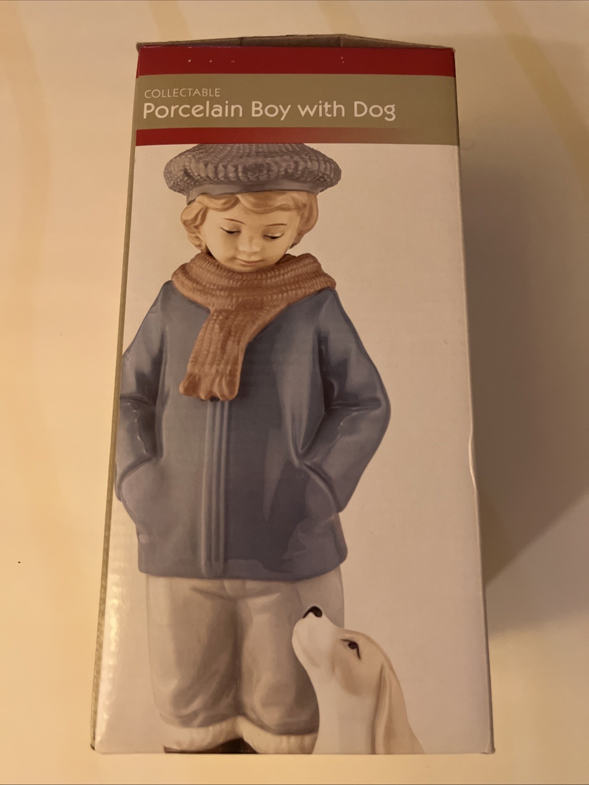 porcelain Boy With Dog Statue Collectible