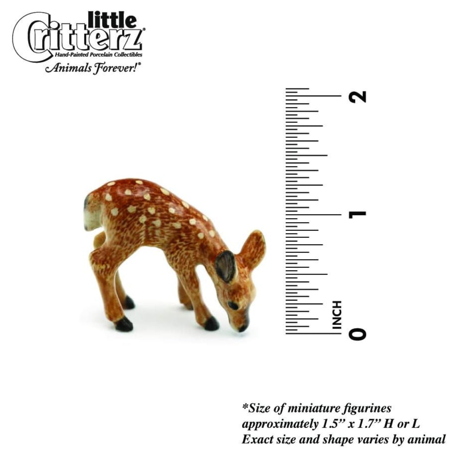 Little Critterz Brown – Deer Fawn “Ophrah” Animal – Miniature Porcelain Figurine