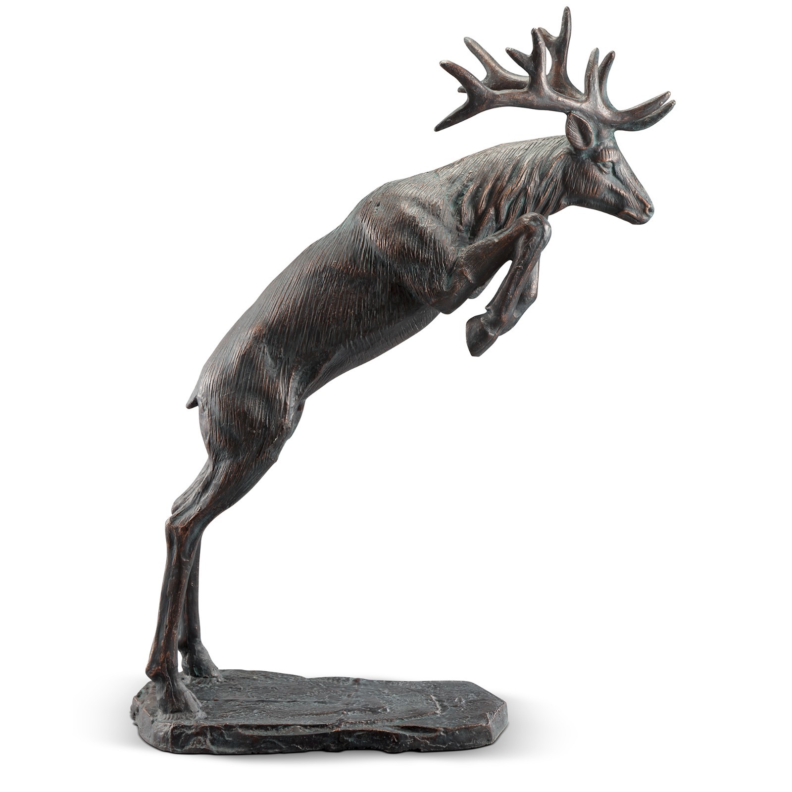 Leaping Stag Garden Sculpture Aluminum Outdoor Deer Yard Decor Wildlife Statue