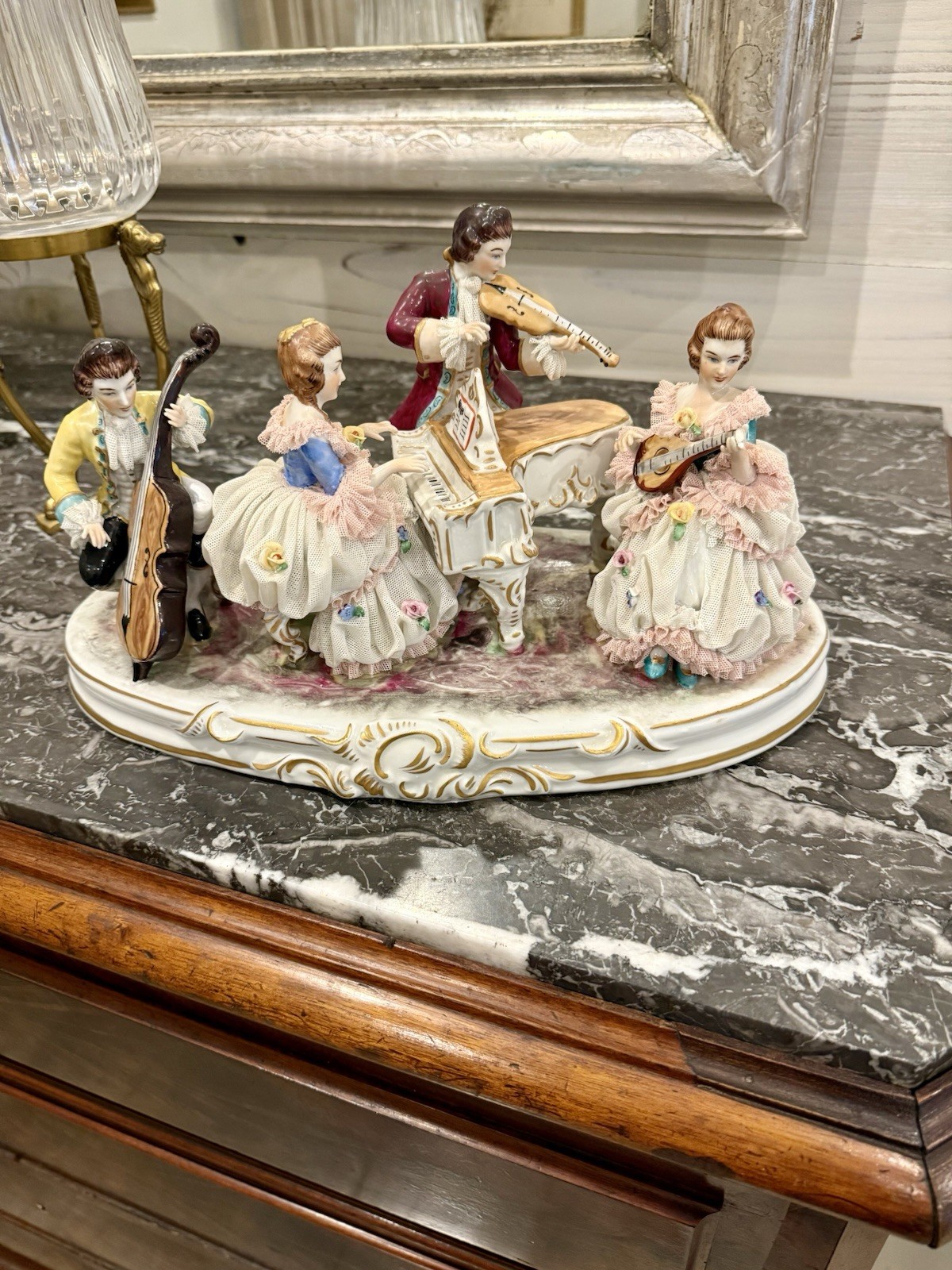 Dresden Muller Volkstedt Porcelain Figurine Musical Family Large