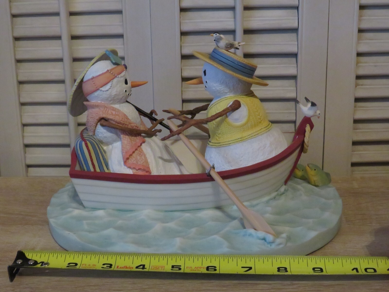 LENOX Lynn Bywaters SNOWFLAKE SOIREE Rowing Boat, Fish, Snowman Figurine