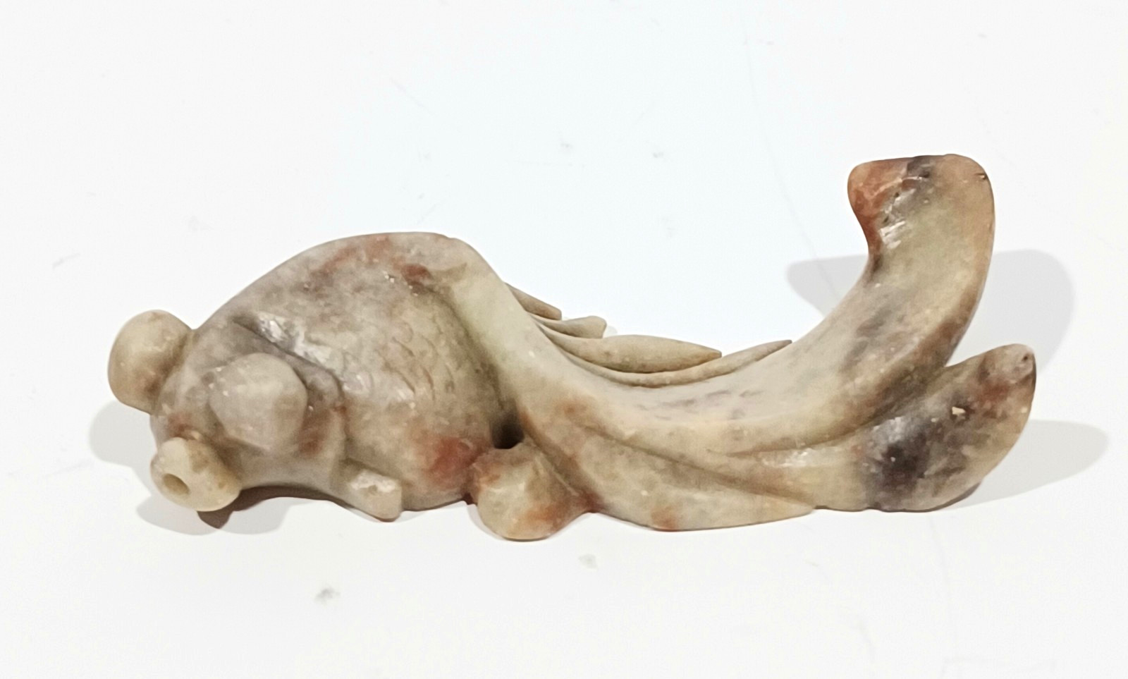 Vintage Asian Hand Carved 2-3/4 inch Soapstone Koi Fish Figurine Sculpture China