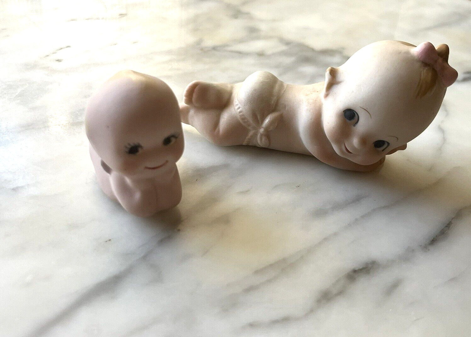 TWO Vintage Bisque Kewpie Babies, Resting on Floor