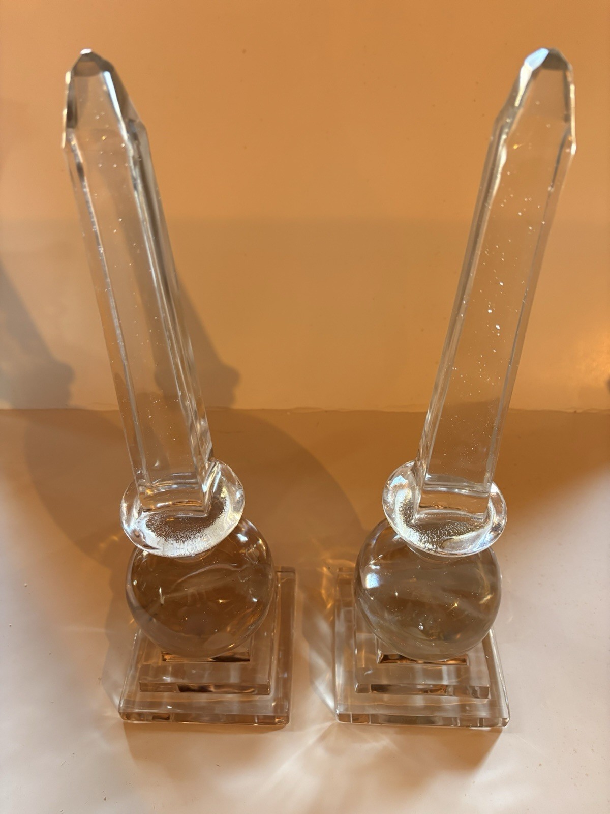 Pair Of Abstract Glass Sculptures Both Are 17 Inches Tall Absolutely Stunning