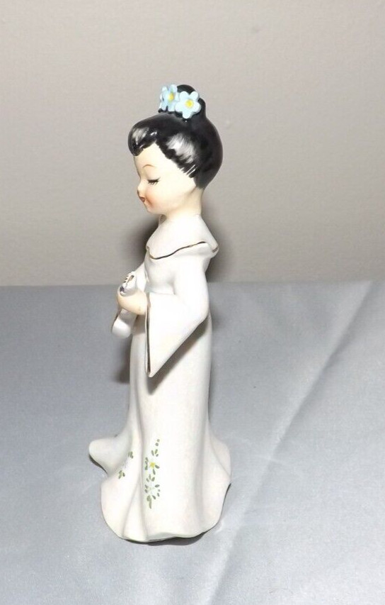 Norcrest Japan Girl Playing Shamisen with Plectrum Vintage 5 1/2 Inches Tall