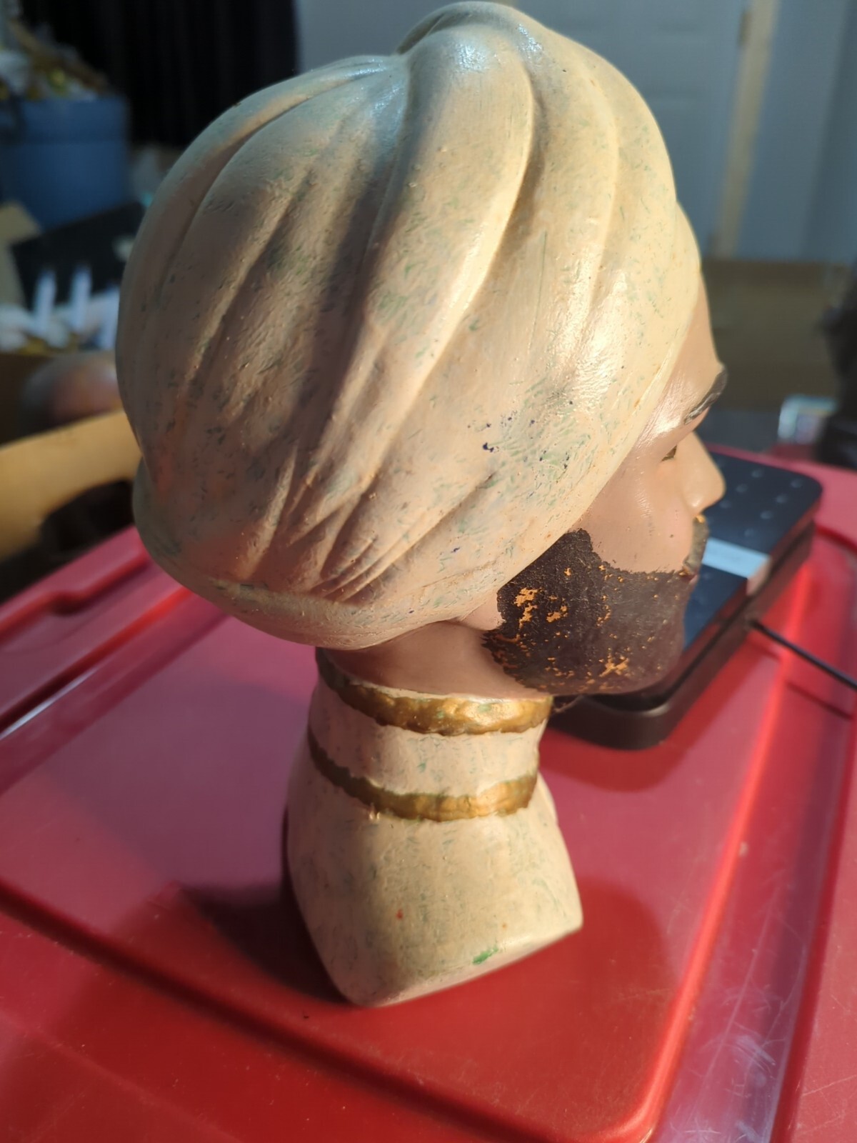 Vintage Native India Man Bust Figurines Ethnic Turban Scarf Jeweled Headwrap