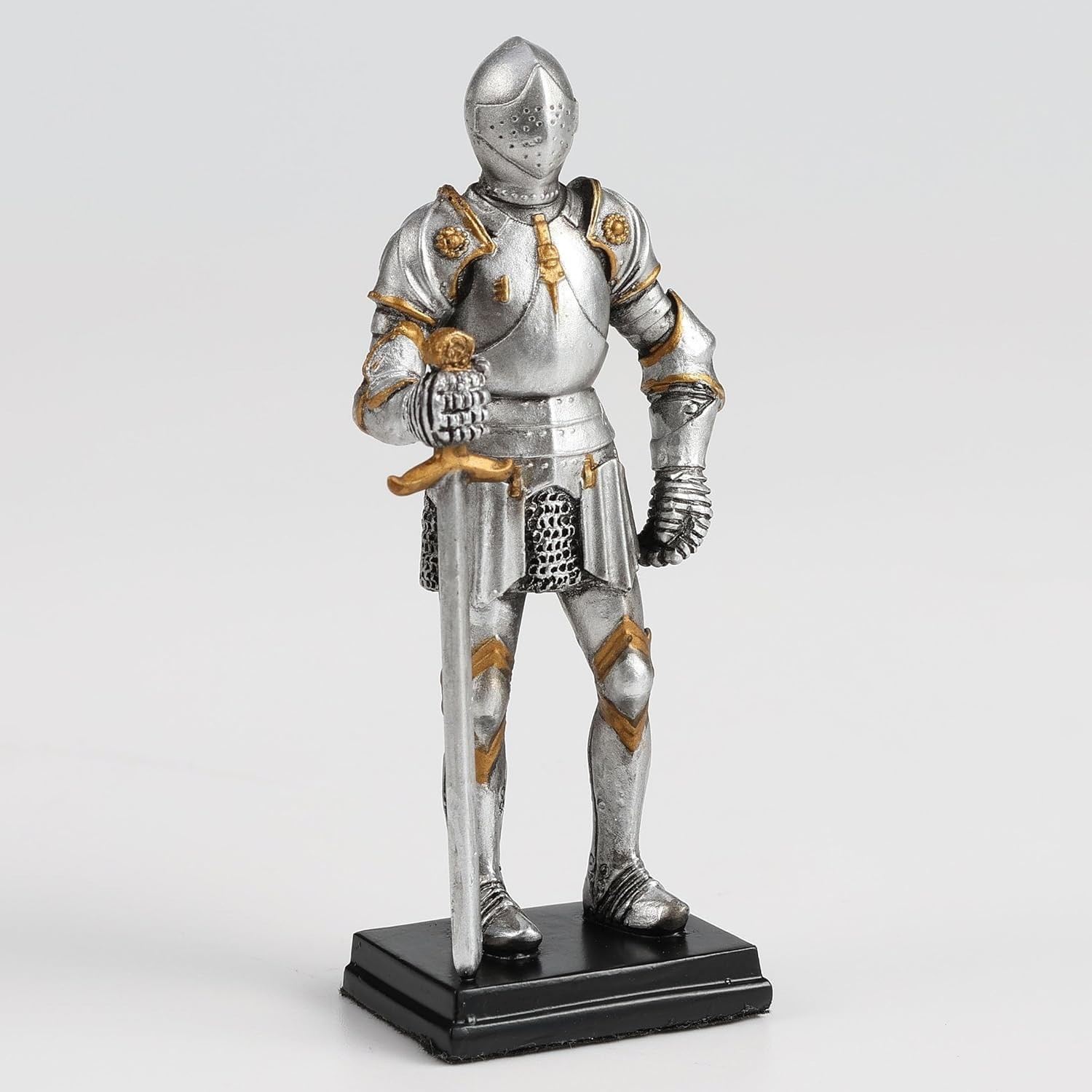 Polystone Medieval Knight Armor Sword Stance Statue Home Decorative Collectible