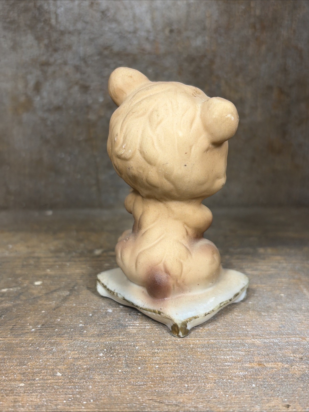 Vintage Anthropomorphic Bear with Flowers On Pillow Porcelain Figurine HBB