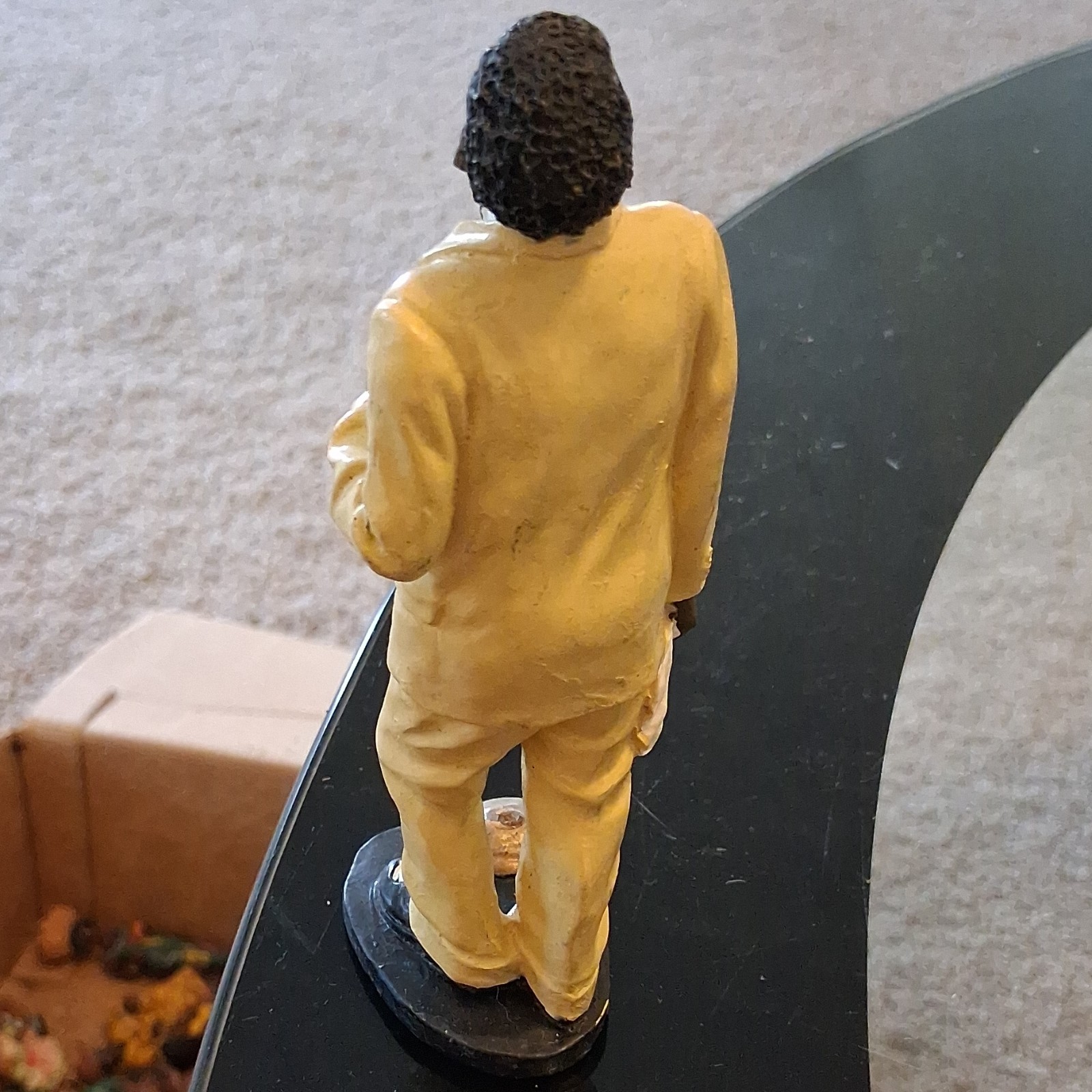 Resin Painted Musician Man Figurine Yellow Black White Music Theme Sculpture