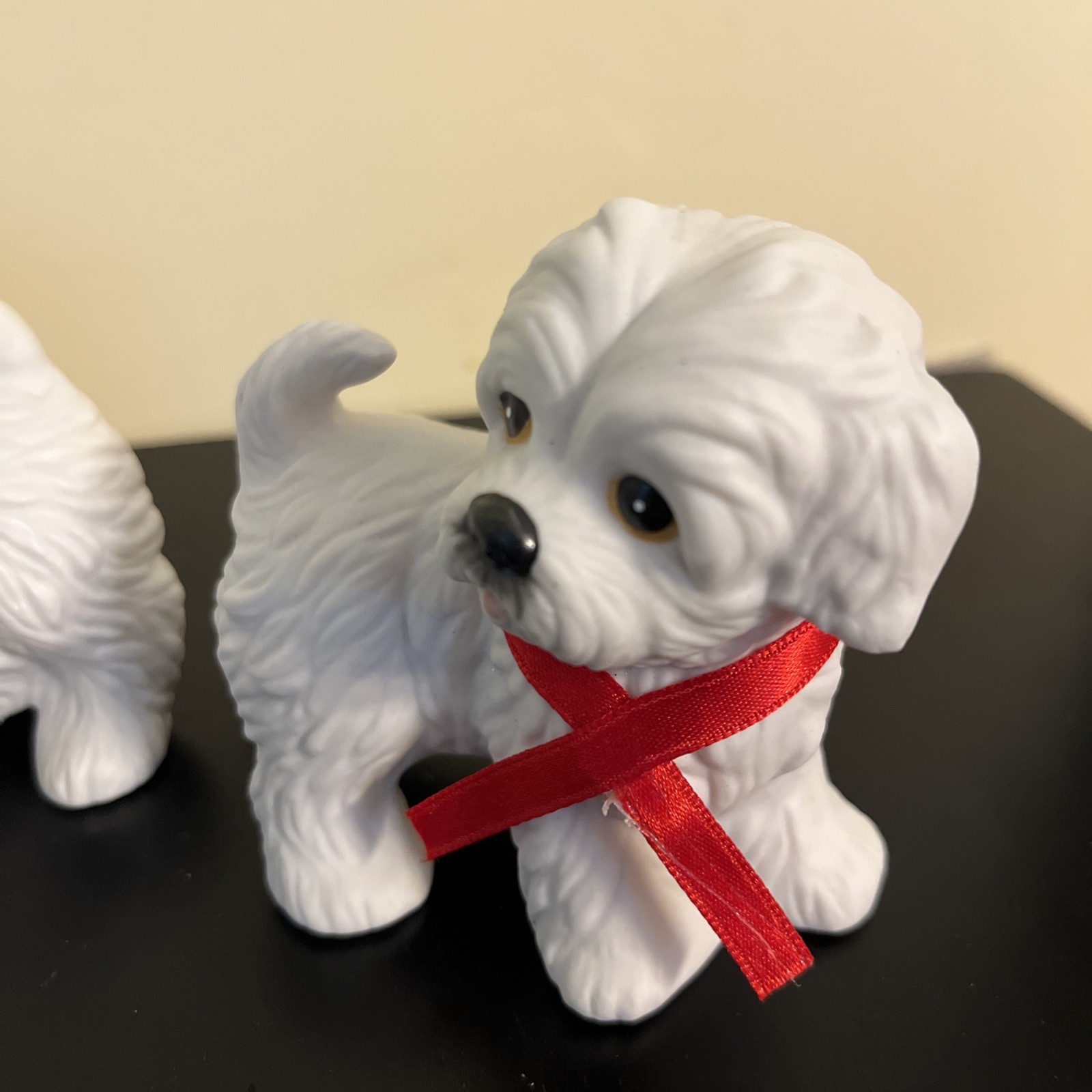 Vintage #1411 Homco Ceramic Dog Figurines Maltese Bichon Set of 3
