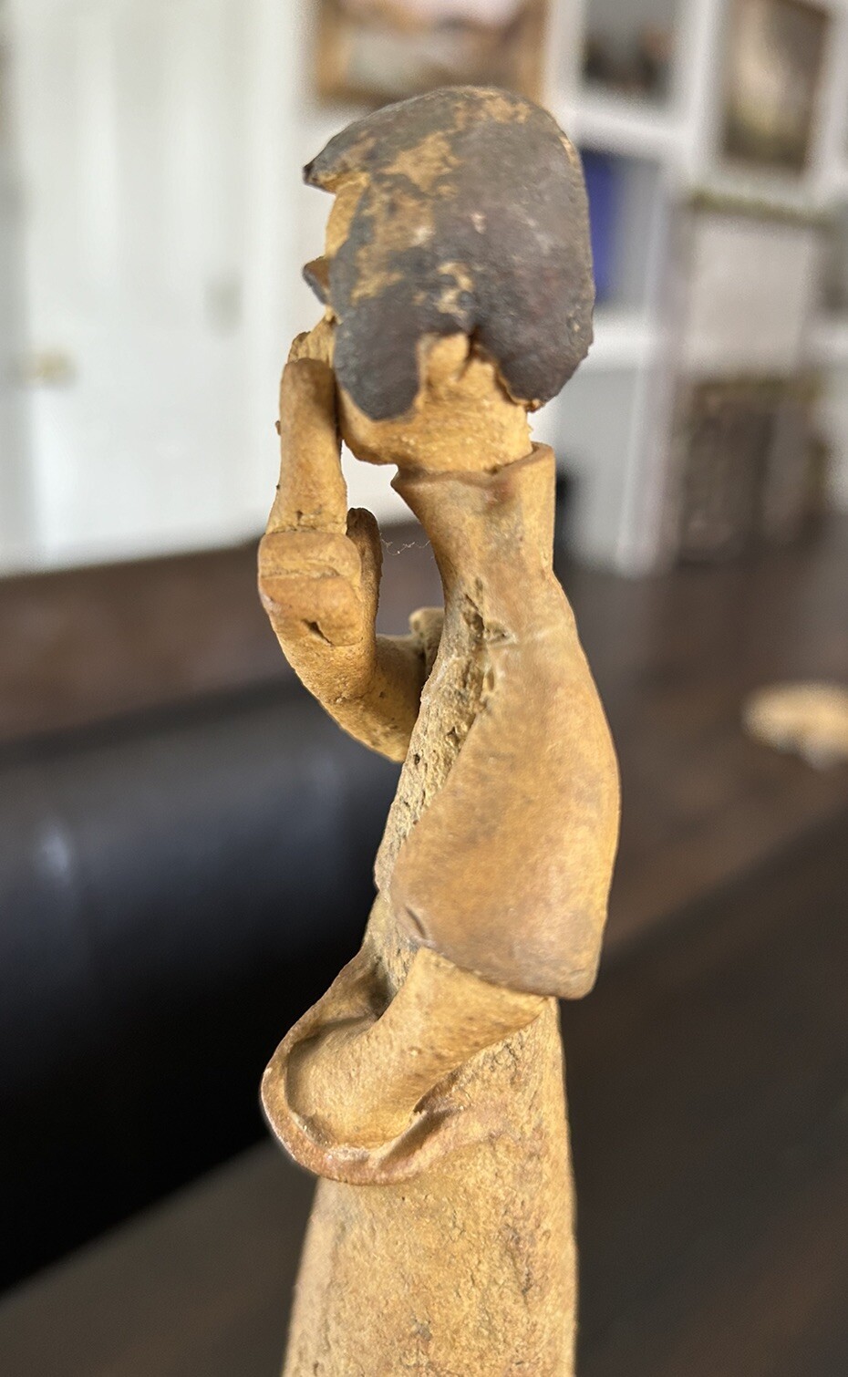 1960s – 70s Folk Art Clay Sculpture Joint Smoking Bell Bottoms Peace Hippie