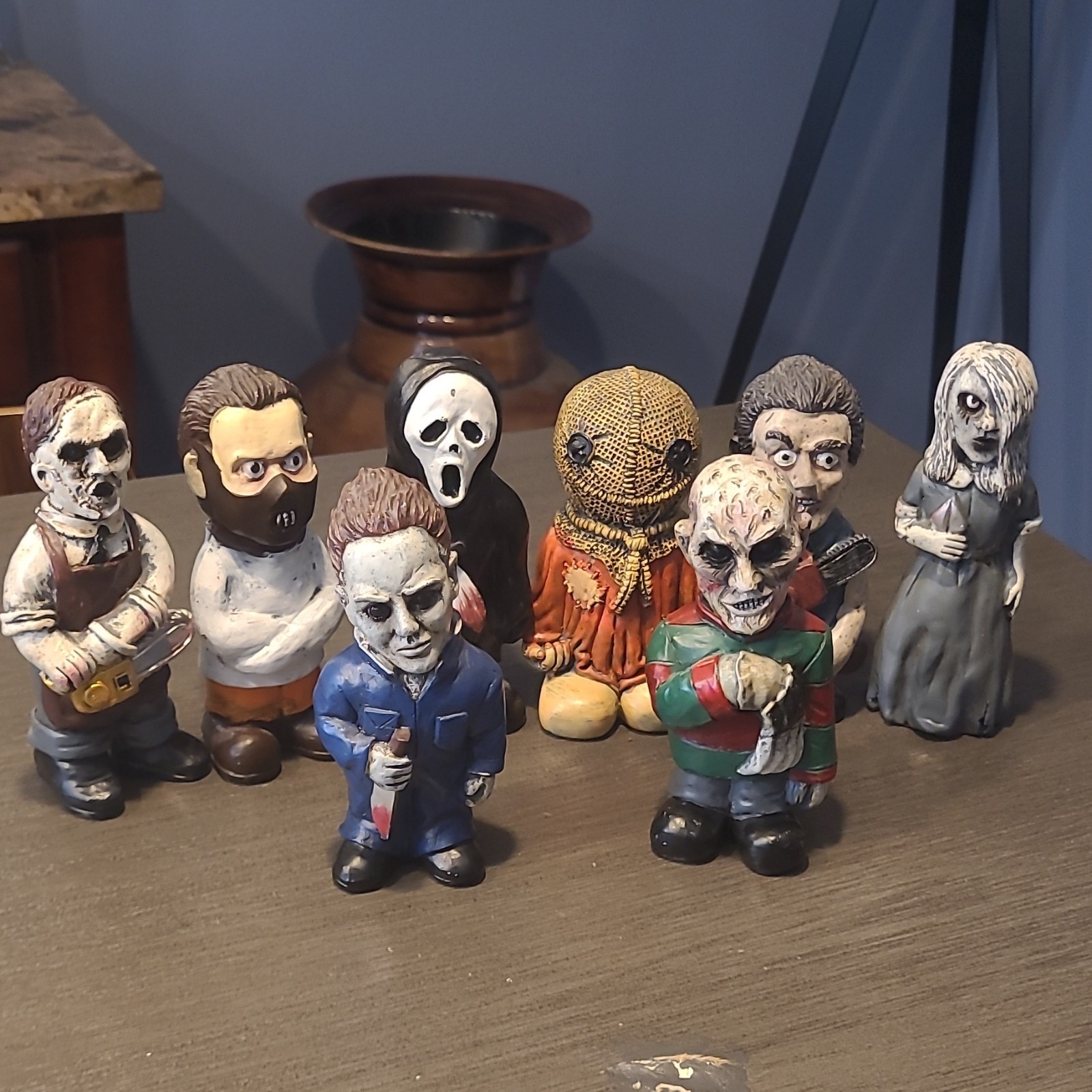 Painted Resin Horror Figurines w/ 3D Effect incl Ghostface – 7 Pack. All 5″ tall