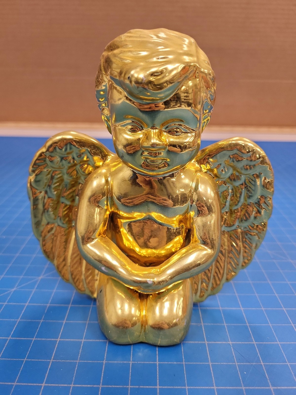 Gold Angel Figurine Statue Cherub Religious Decor 5.5″ Tall Home Decoration