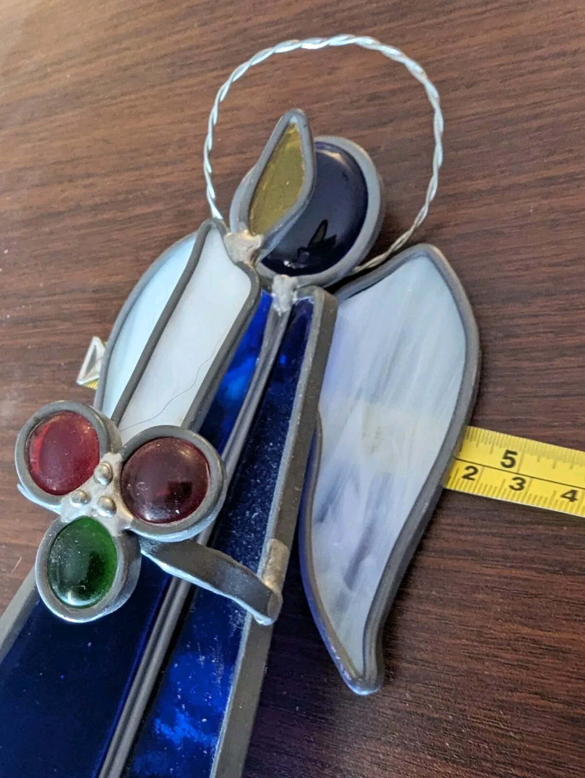 Stained Glass Standing Angel Holding Candle Hand Made Not Signed