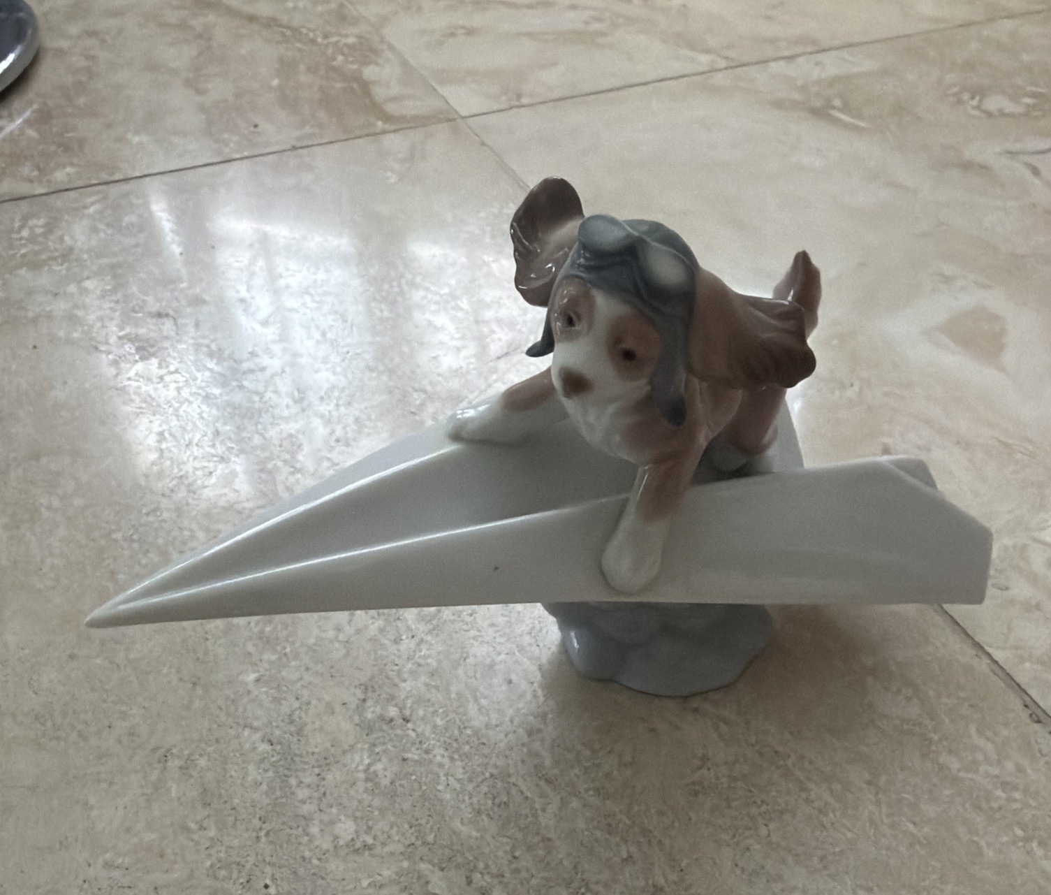 Lladro Let’s Fly Away Dog Paper Airplane #6665 Mint With Box
