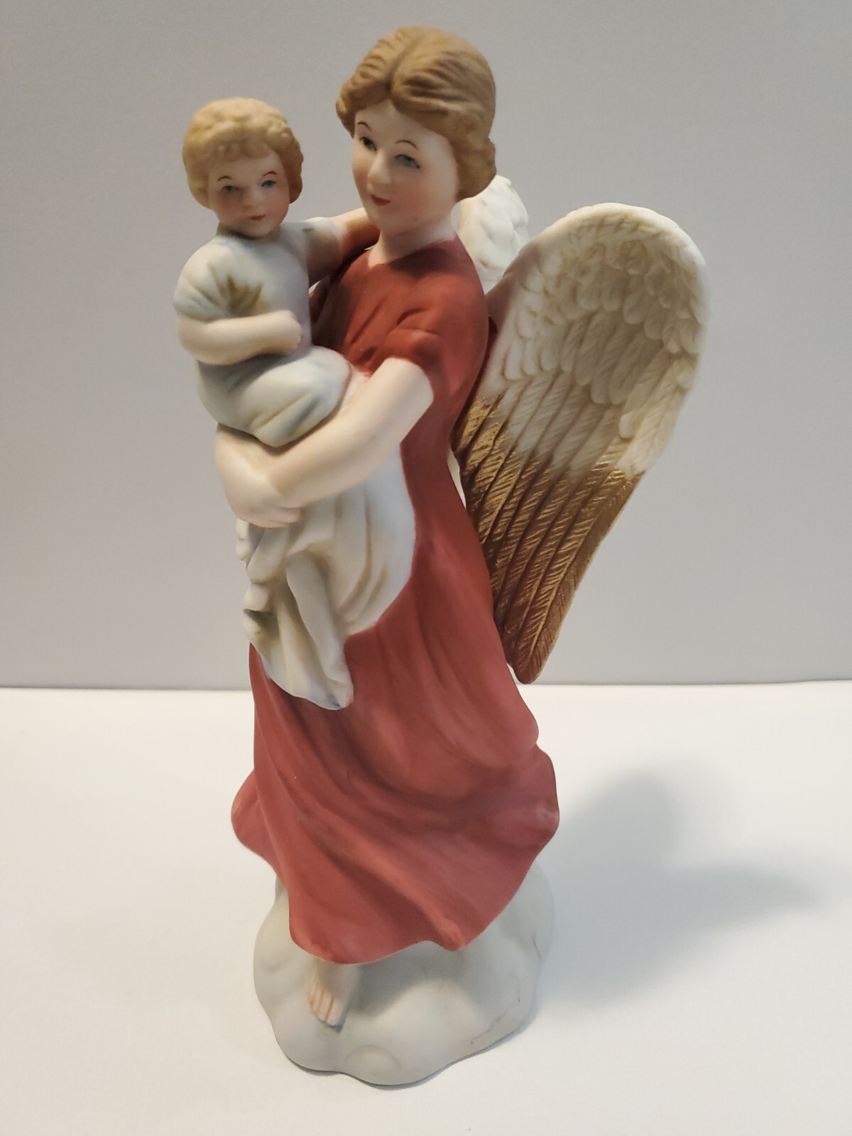 Vintage Homco Guarding Angel With Baby Figurine Porcelain Home Interiors #1414