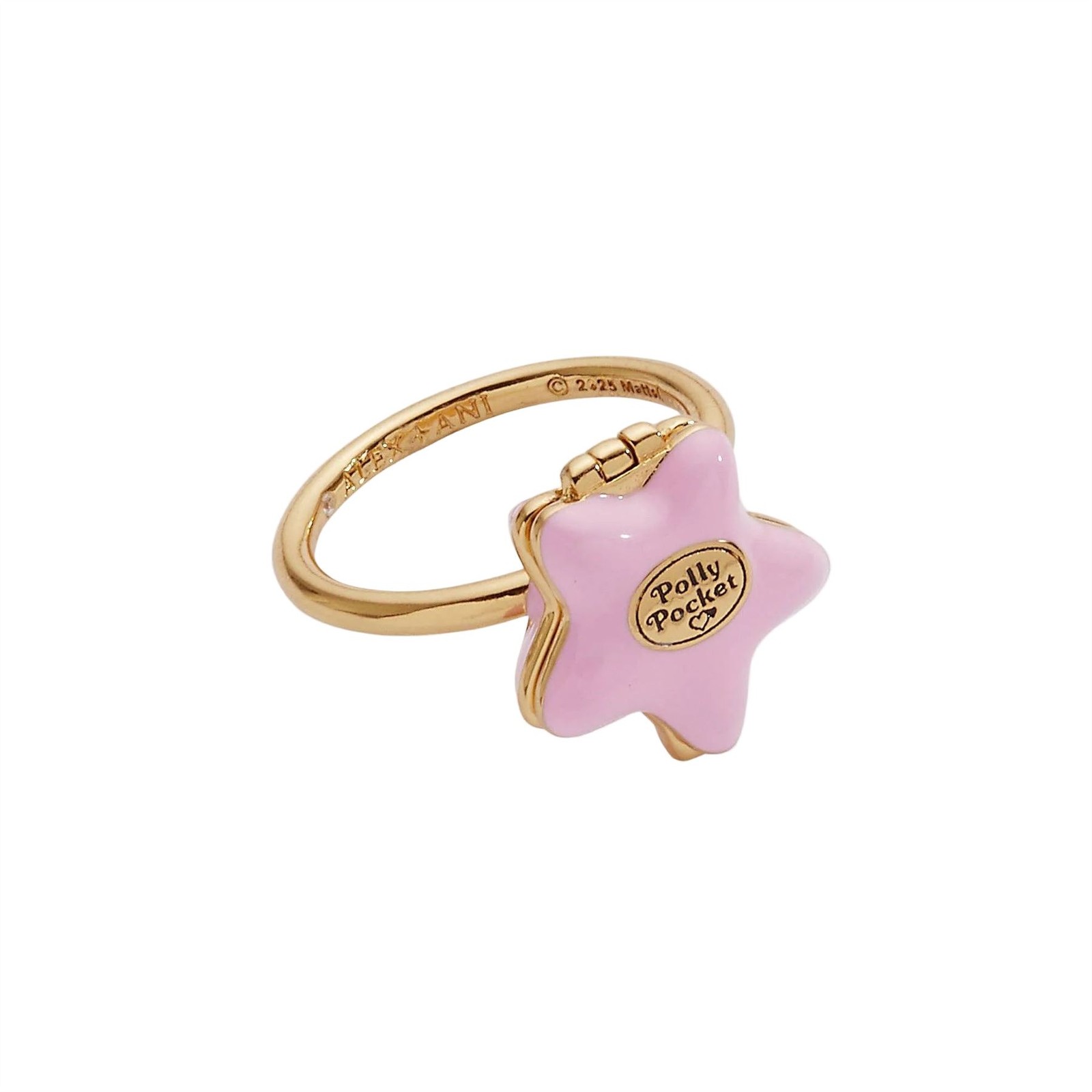 Alex and Ani Polly Pocket™ Locket Ring Gold Pink Star AL250641FS7SG