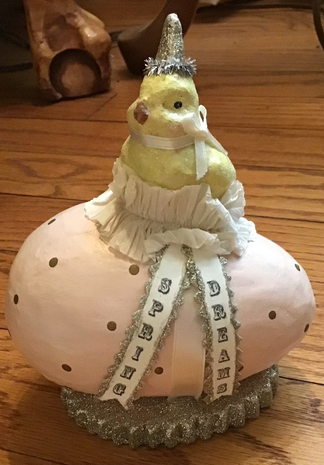 Heather Myers Spring Dreams Chick Easter Egg Pink ESC Figurine Folk Art Rare HTF