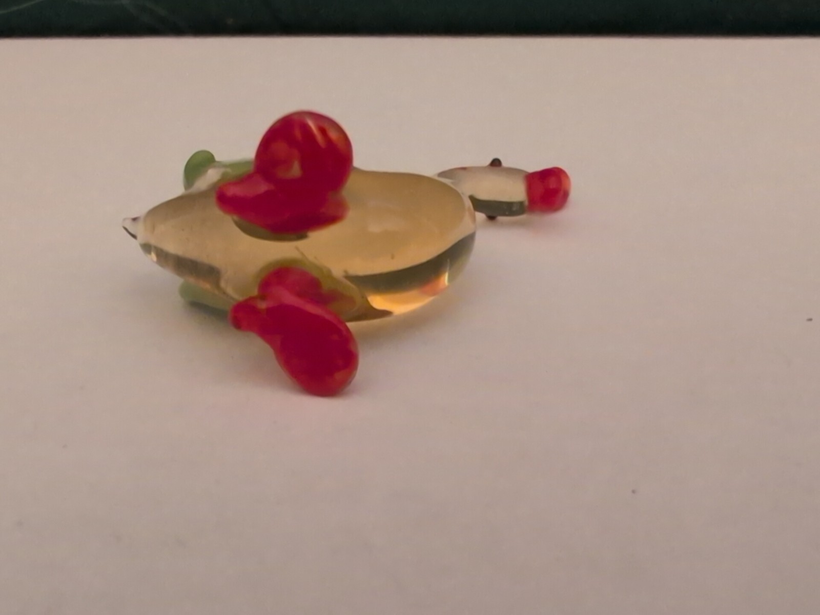 Vintage Swan Miniature Glass Figurine Hand Blown Art Glass Clear Yellow Red