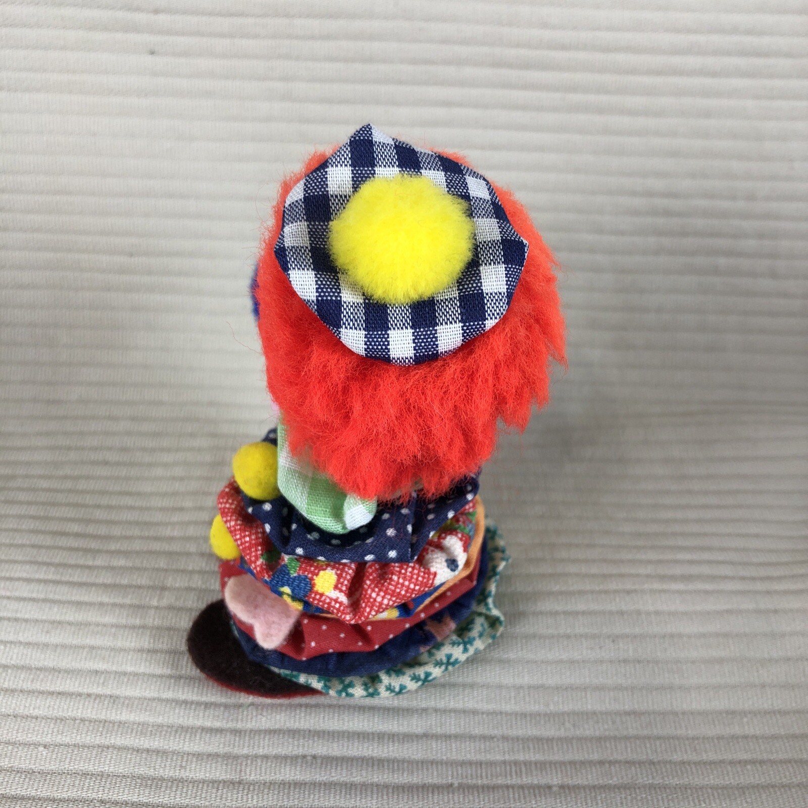 Vintage 4″ Clown Doll Wooden Head Multi-Colorful Cup Yo Pieces Balloons Cute