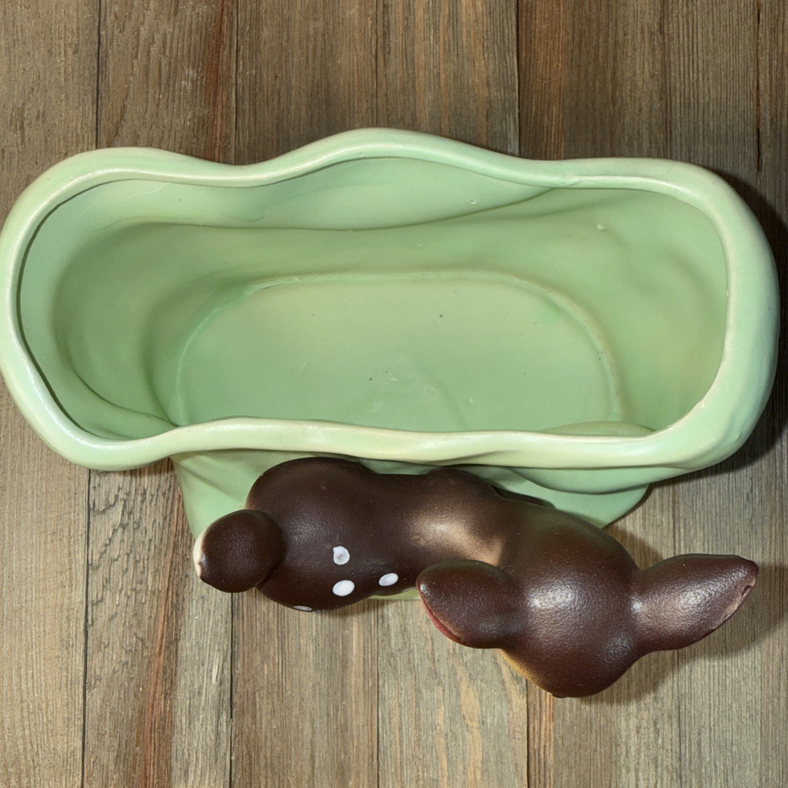 Vintage Inarco Napco Deer Planter Green Bambi Inspired Fawn MCM Kitsch #FB1667