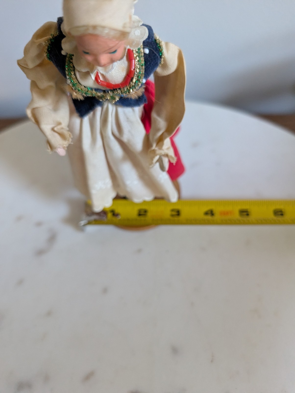 Vintage Tamburitzan Dancer Female Figurine Wood Base Painted