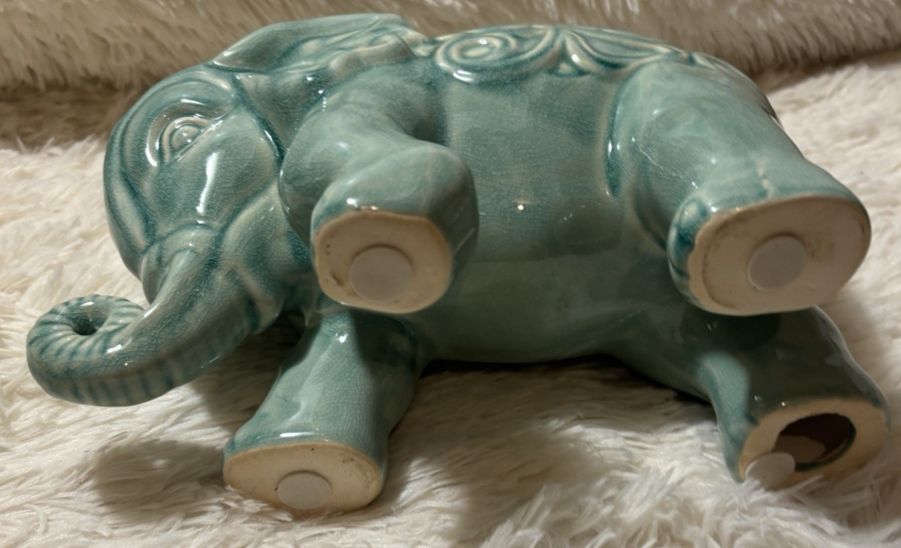 Urban Trends Sky Blue Ceramic Elegant Elephant Figurine Boho Home Decor Accent