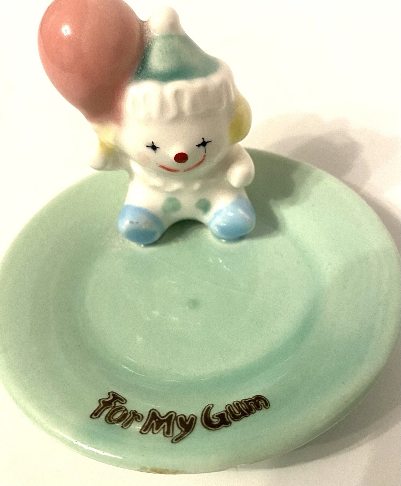 Vintage Ceramic Clown Trinket Dish For My Gum Enesco 1986 Kitschy Retro Chipped