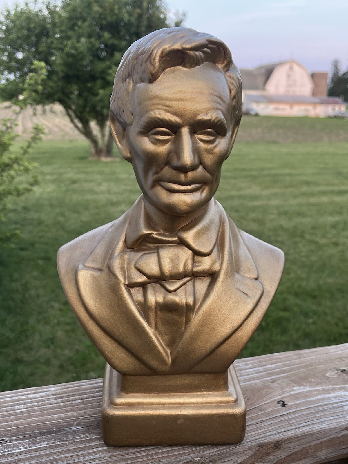 Vintage 1970s ABRAHAM LINCOLN Copper Bronze Colored Ceramic Bust 12.5” President