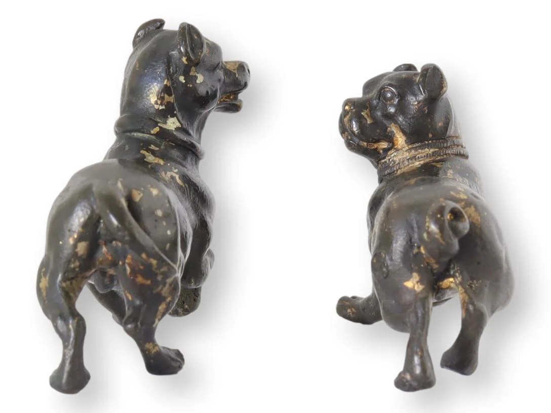 Antique Bronze Pug Dogs, a Pair