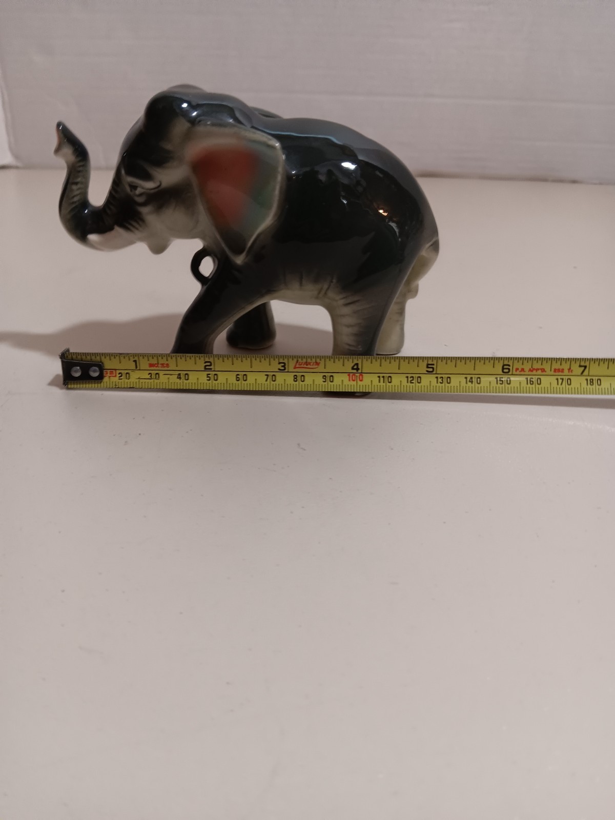 Vintage Elvin Porcelain (Japan) Elephant Standing Trunk Up Figurine 4” x 5″in