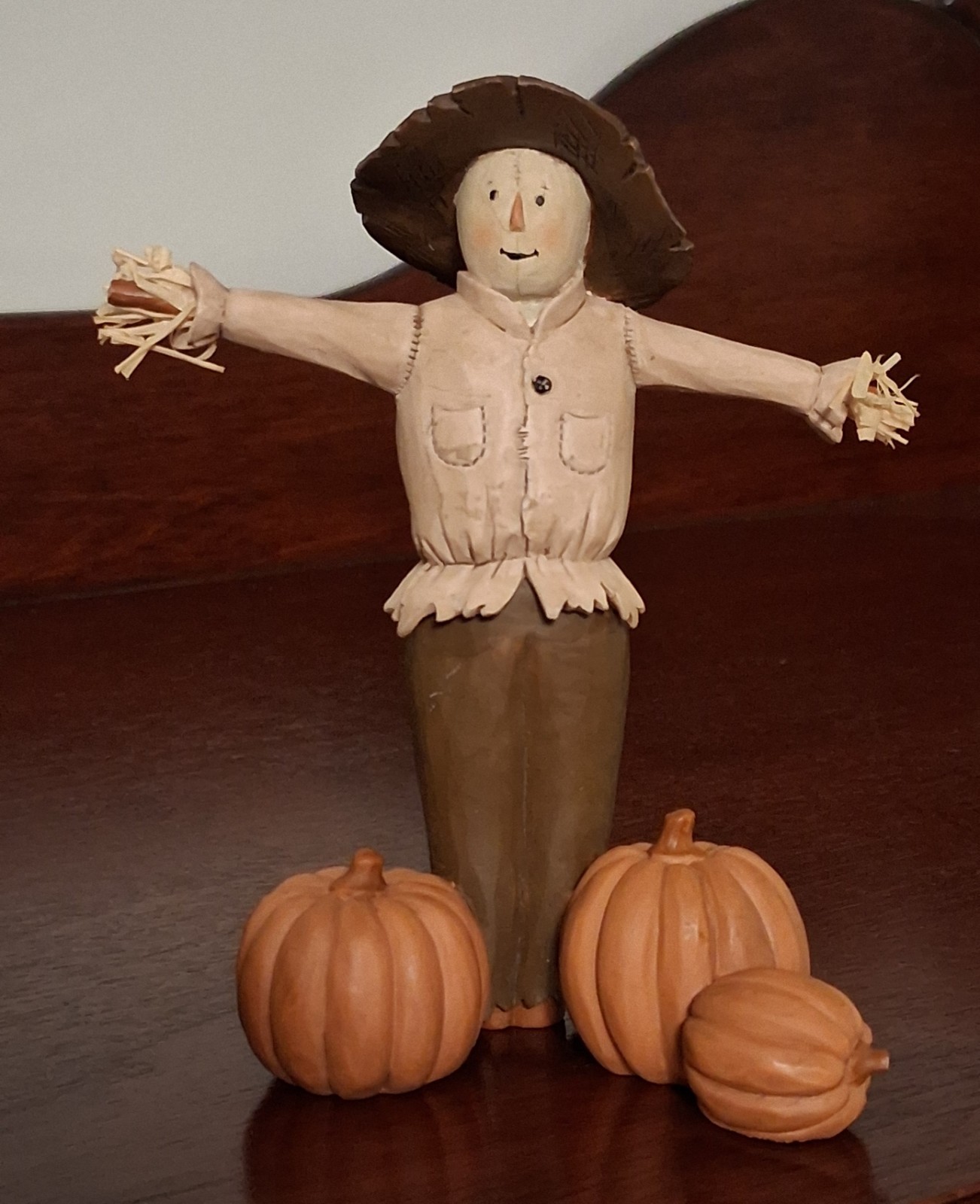 RARE Retired Blossom Bucket Scarecrow of the Pumpkin Patch Figurine