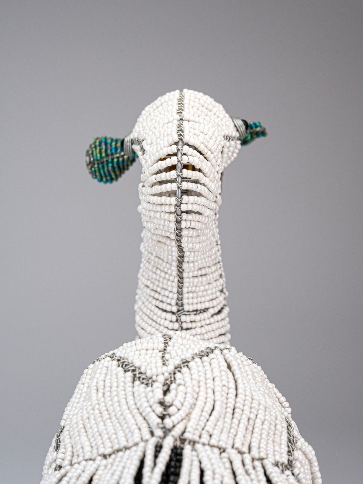 Handmade Wire & Glass Seed Bead Pelican Bird Figure with Fish Sculpture Beadworx