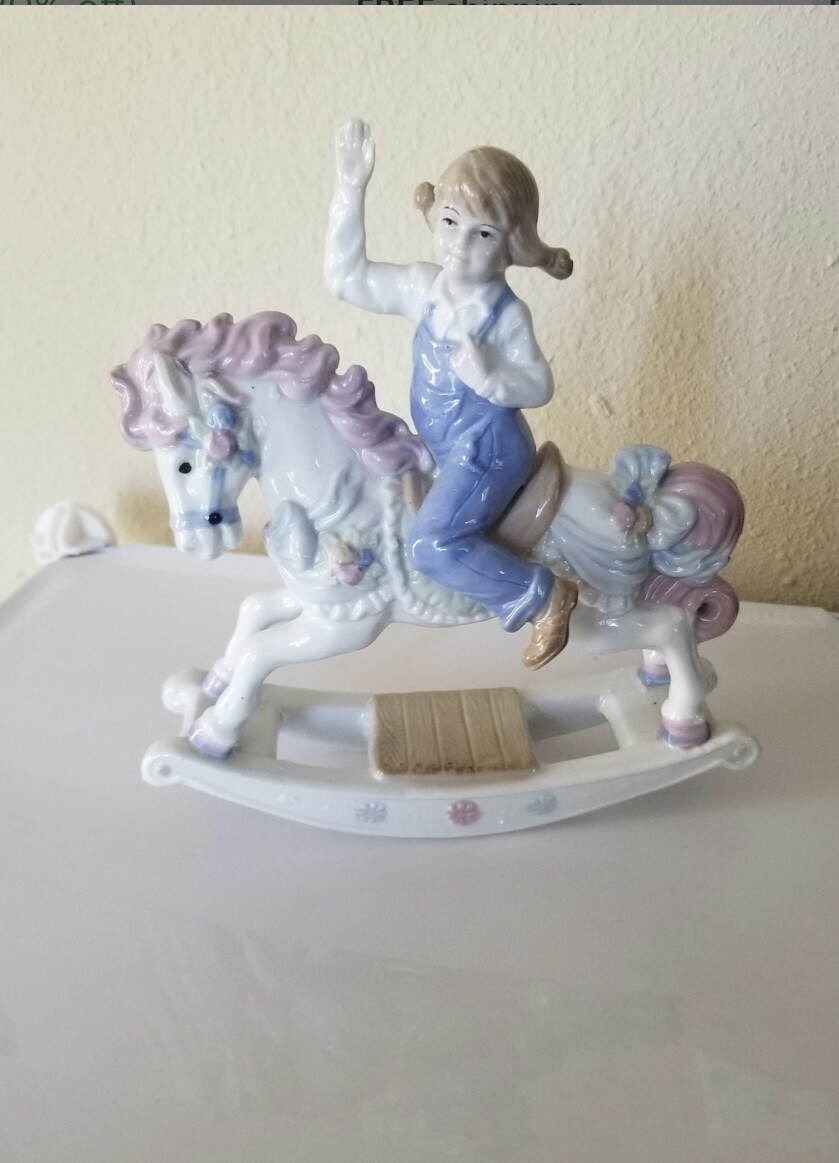 Porcelain Sitting Seated Ballerina Music Box/Rocking Horse Paul Sebastian Girl