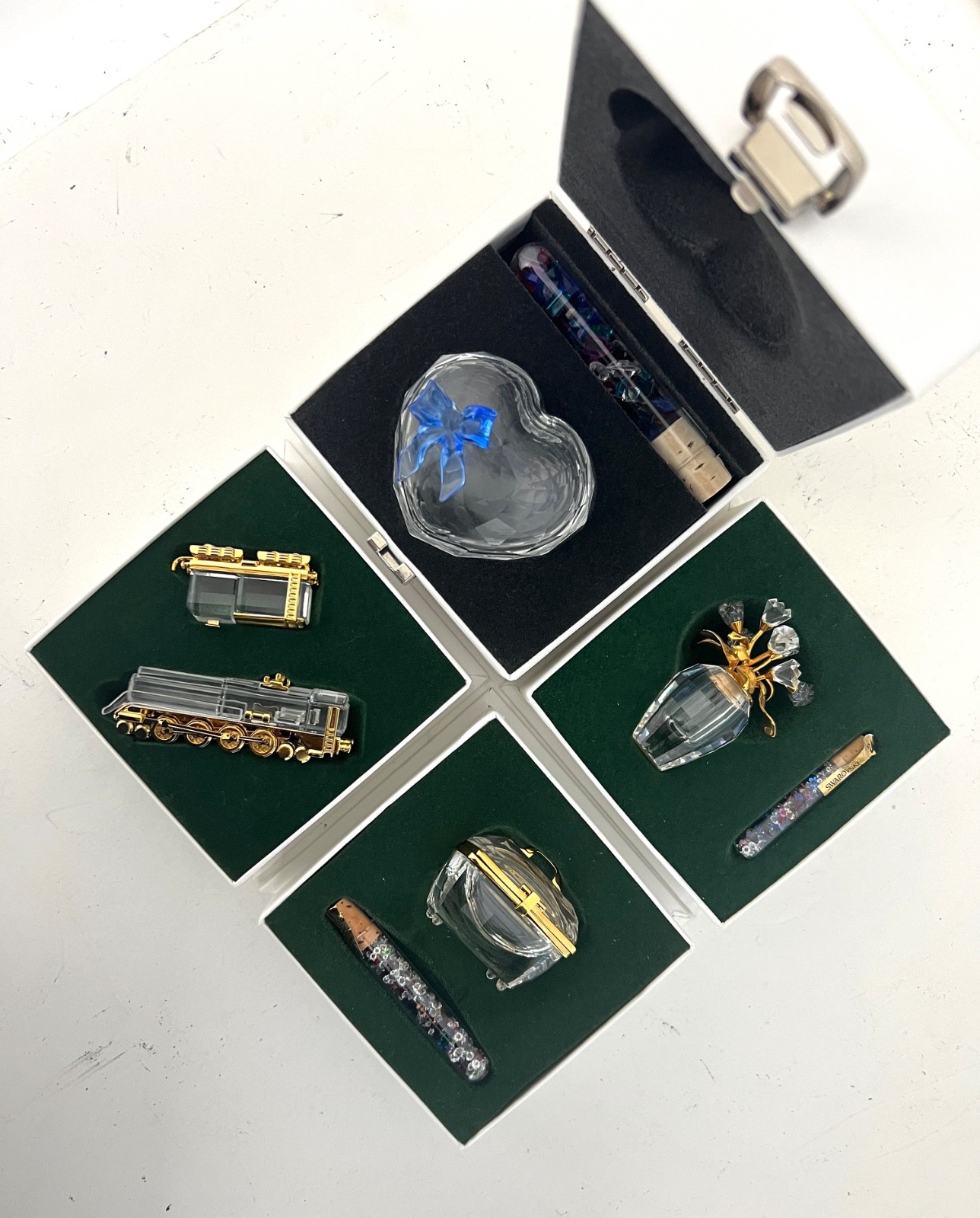 Swarovski 4 Pieces Crystal Miniature Figurines with Gold Accent- Collection # 25