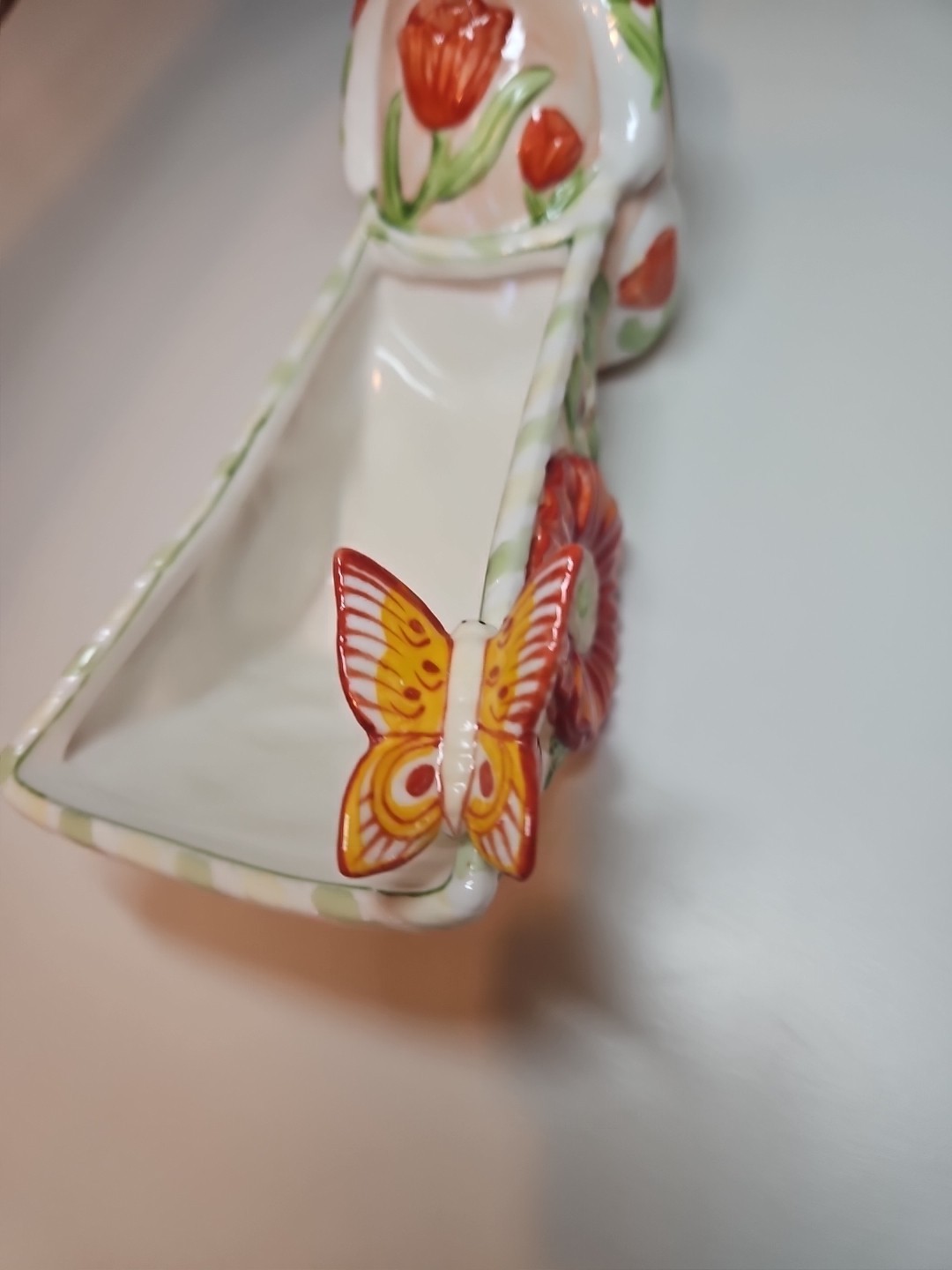 2 VILLEROY & BOCH 1748 Bunny Rabbit Pulling Cart Easter Decor Butterfly Poppy