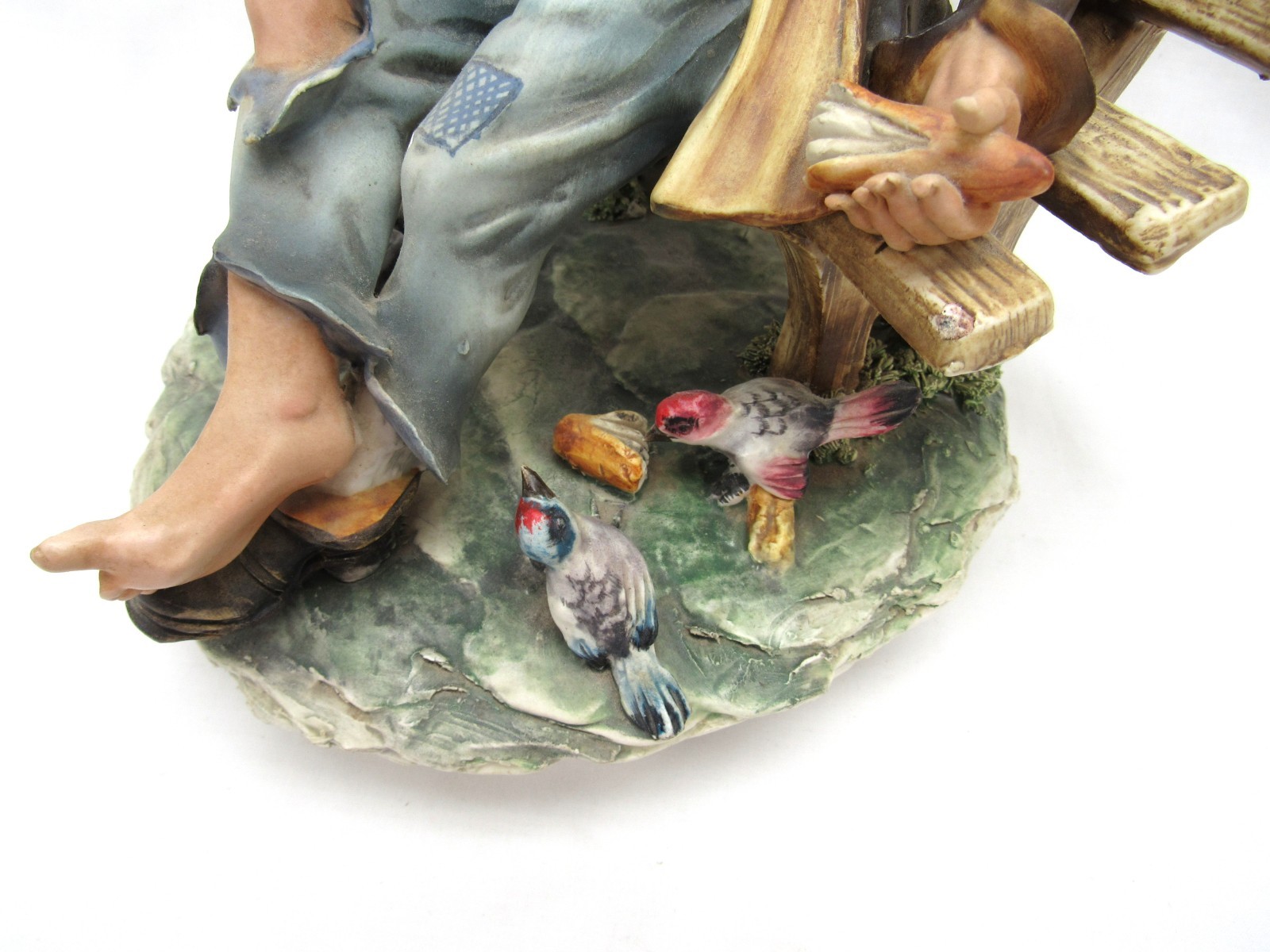 Vintage CAPODIMONTE Hand Painted Porcelain Figurine Hobo Italian Signed 1950s