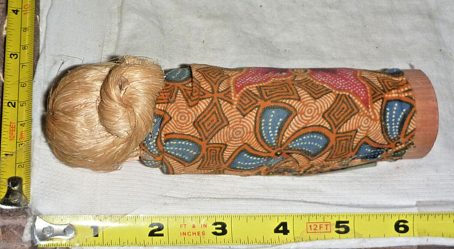 Vtg Hand Made Wood Asian Woman Figurine/DOLL – Free Standing ~6” High