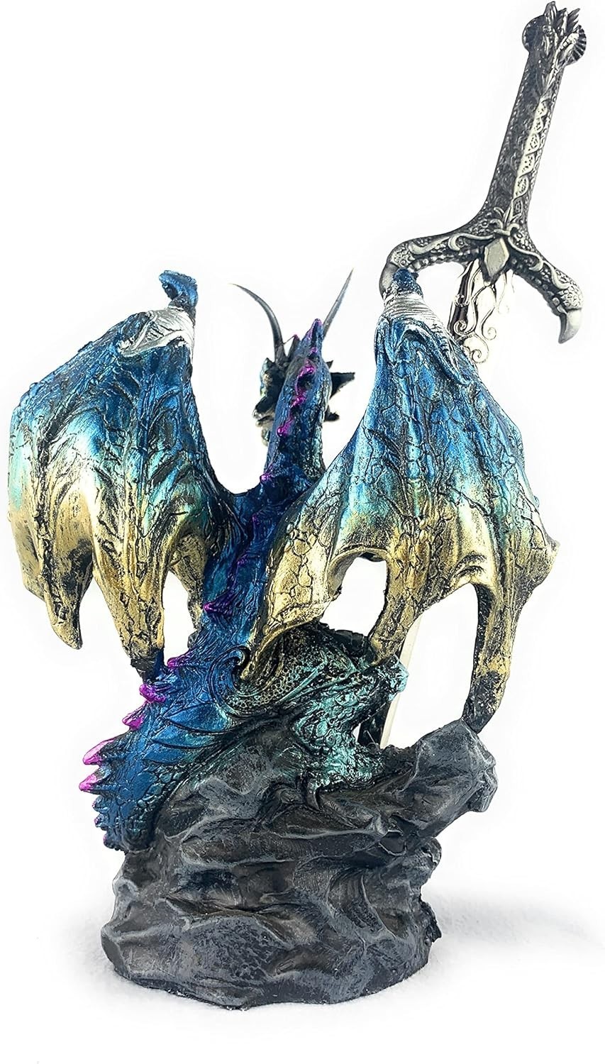 Ain’t It Nice Dragon Statue with Medieval Dragon Sword and Crystal Ball Colle…