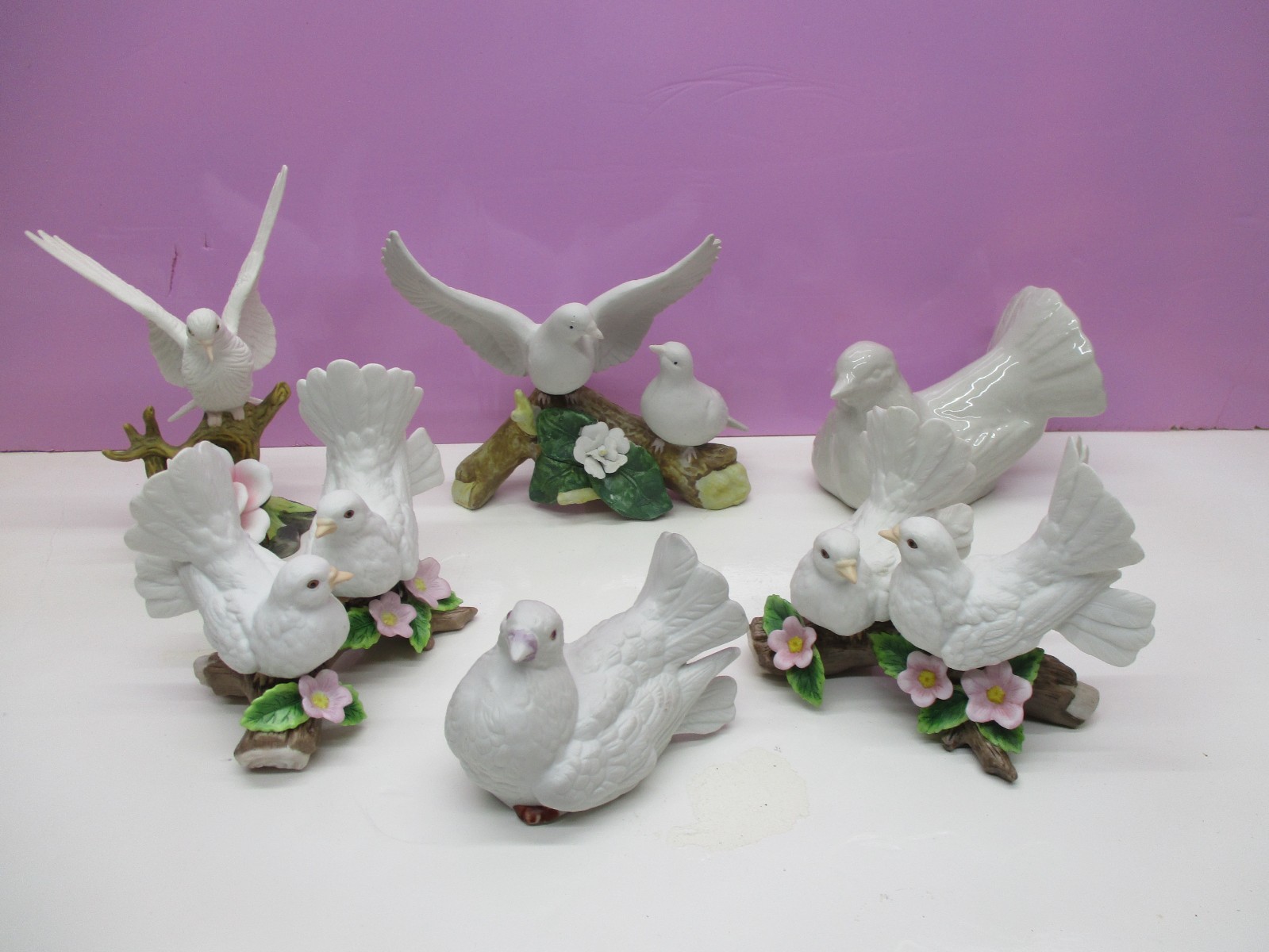 Vtg Lot Of 6 Home Interiors & More Porcelain White Doves~ SEE PHOTOS For Brands