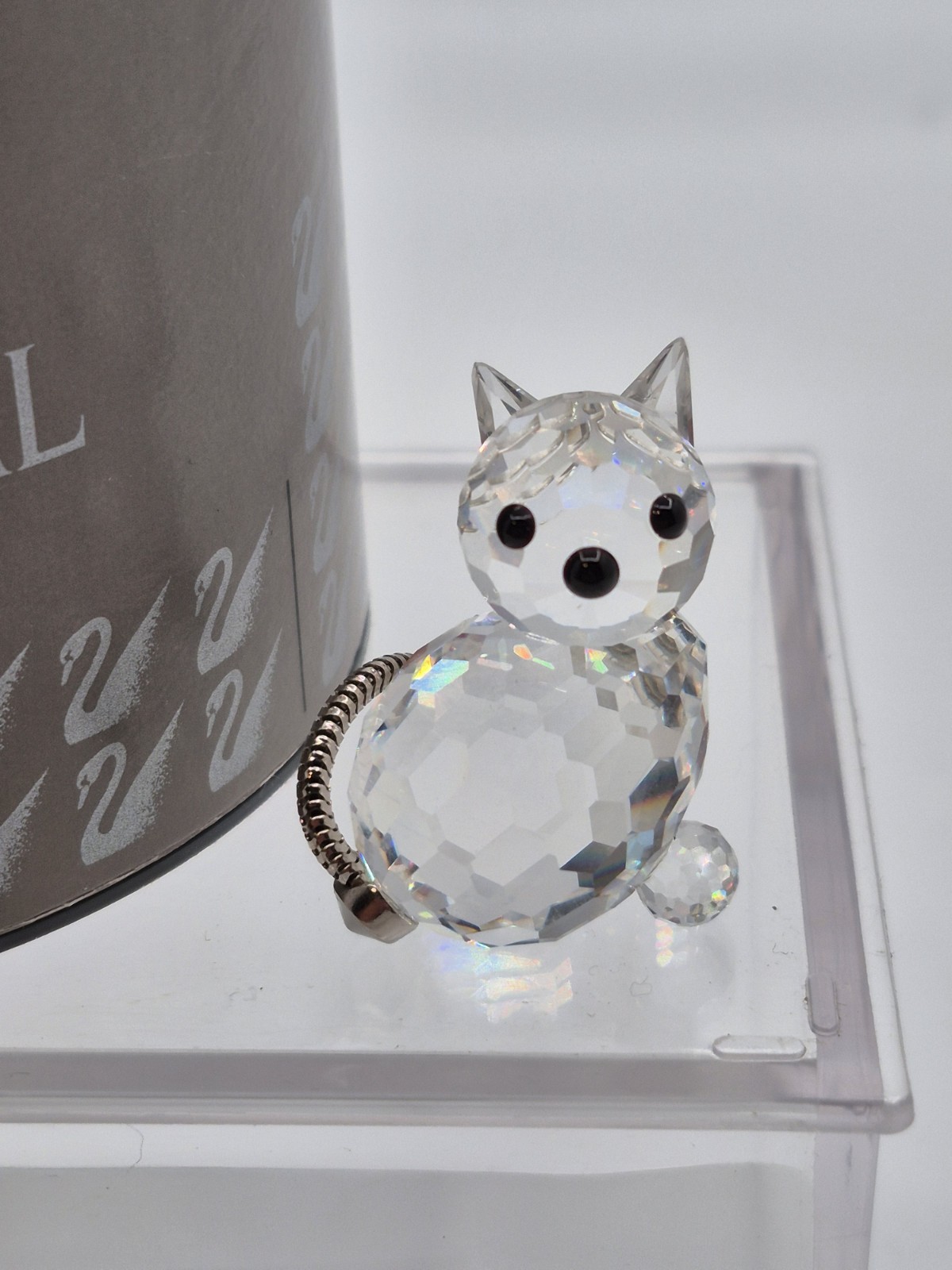 SWAROVSKI SILVER CRYSTAL FIGURE CAT 1.25″ TALL IN BOX AUSTRIA