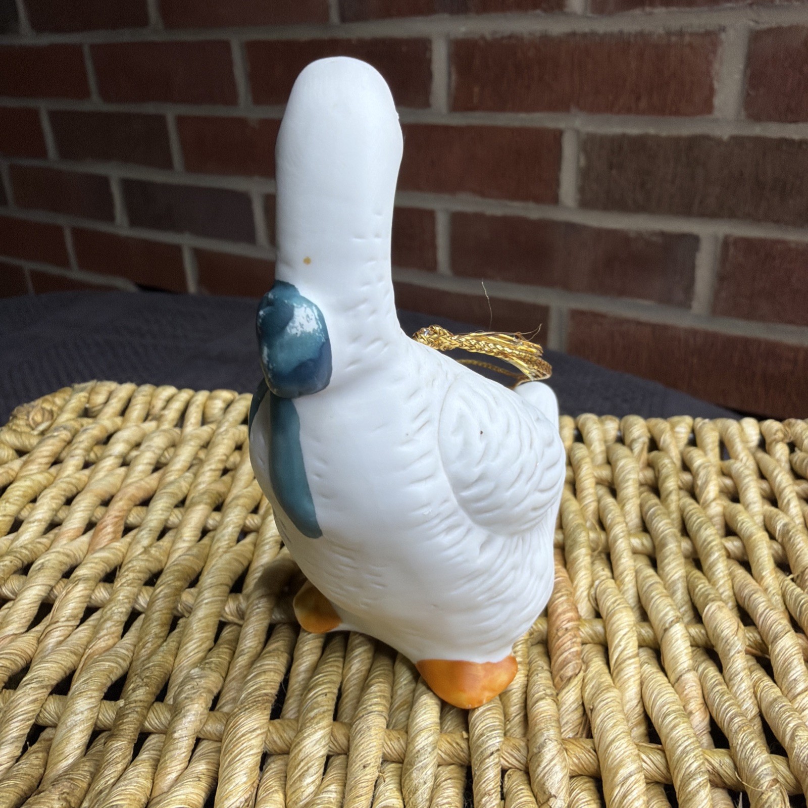 Blue And White Goose Ornament Figurine Vintage Cottagecore