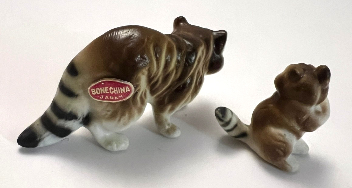 Vtg Mid Century Bone China Miniature Raccoons Squirrel Chipmunk Rabbit Japan