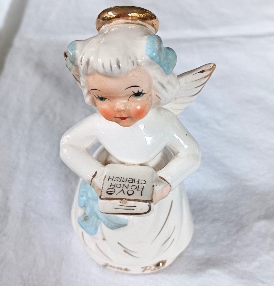 Vtg Napco Figurine June Pal Girl Angel Love Wedding Birthday Porcelain 1600