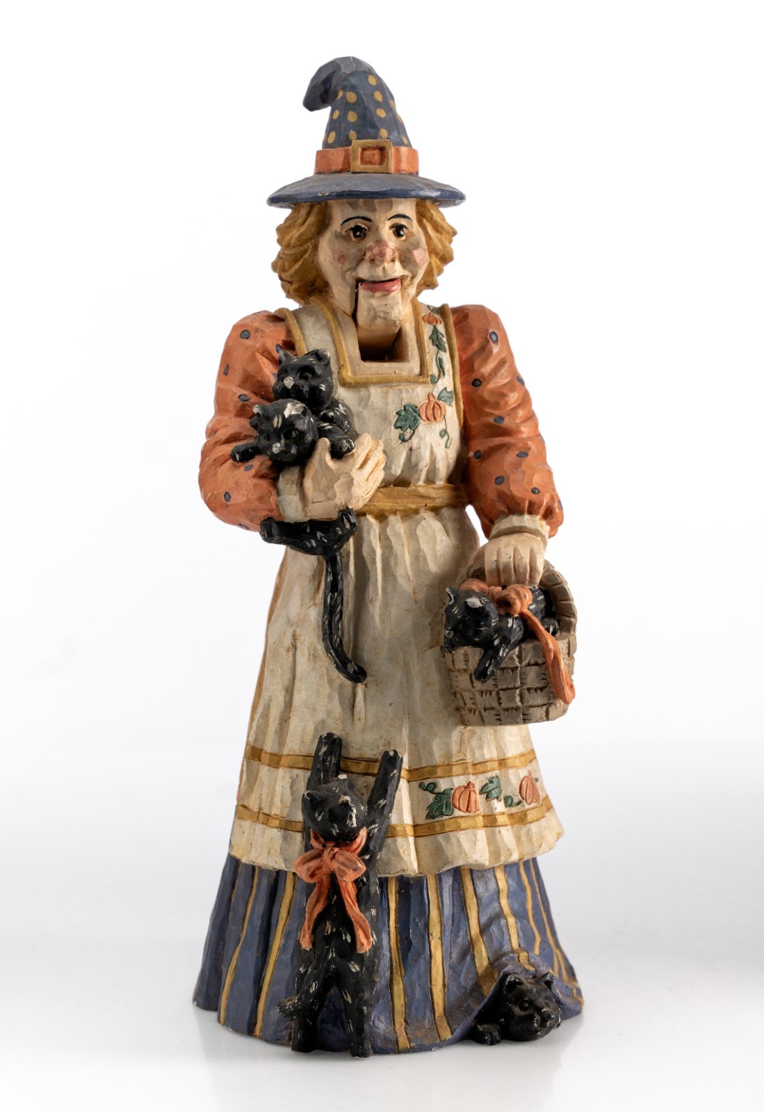 Halloween Witch Cats Nutcracker 9.5″ 1lb Resin Carved Jim Shore Style UNBRANDED